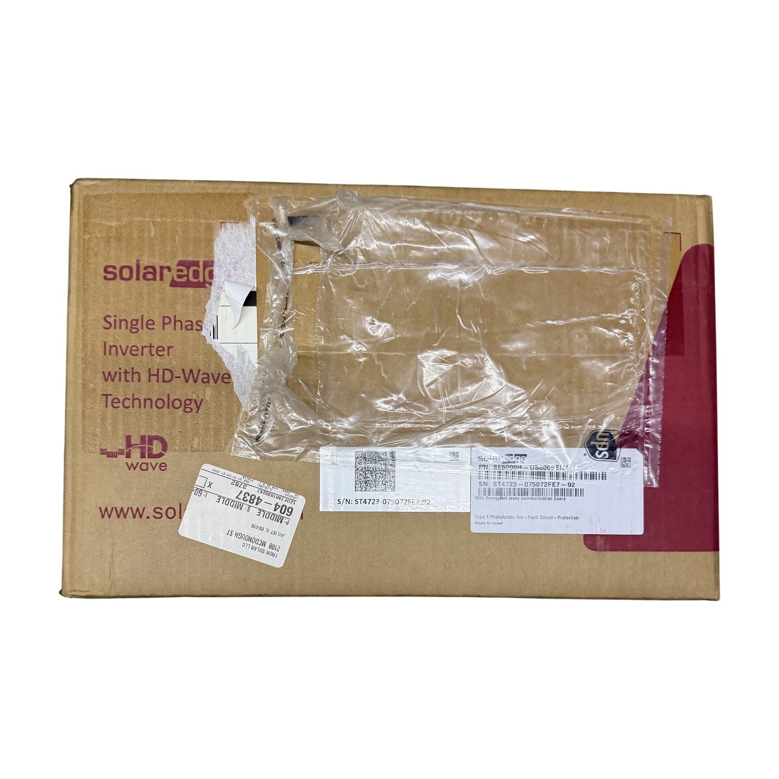 SolarEdge SE5000H-US000BEN4 5000W Single Phase HD-Wave Inverter TOP HALF ONLY