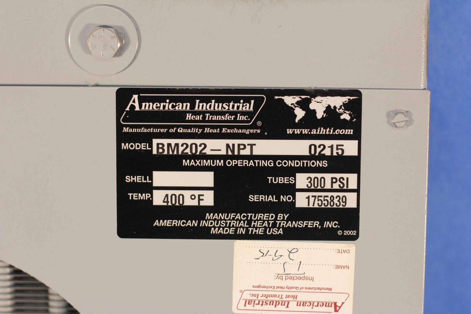 American Industrial BM20-NPT 0215 Air Cooled Liquid Cooler 90 Day Warranty