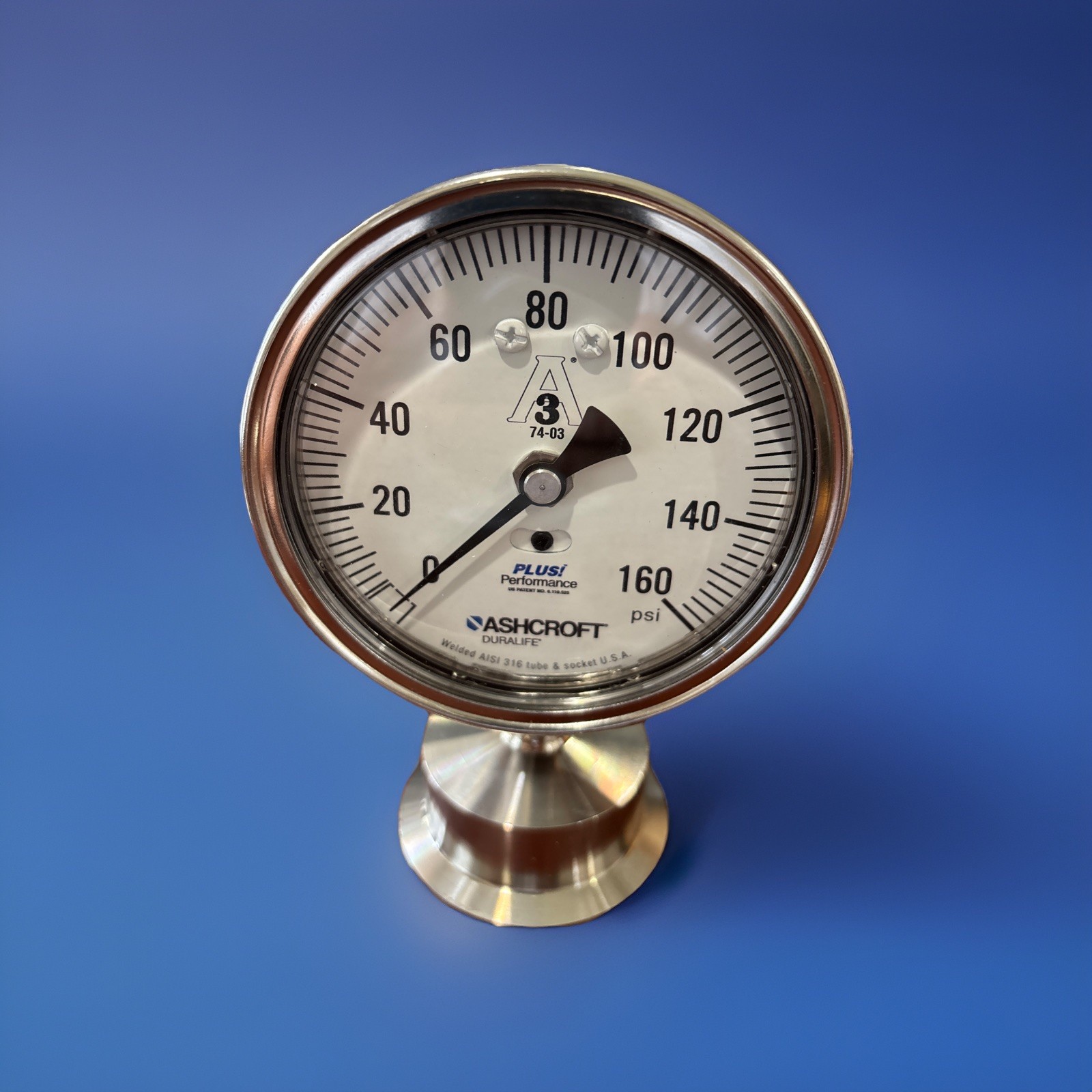 ASHCROFT Sanitary Gauge 35-1032-S-20L-160# 0-160PSI 3-1/2″ inch Dial 2 In: NEW