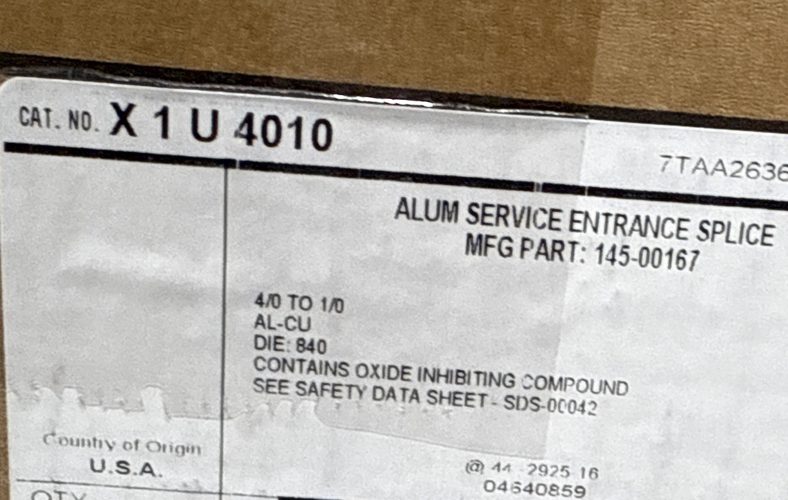( Qty 5 ) Homac X1U4010 Uninsulated Aluminum Service Entrance Splice New