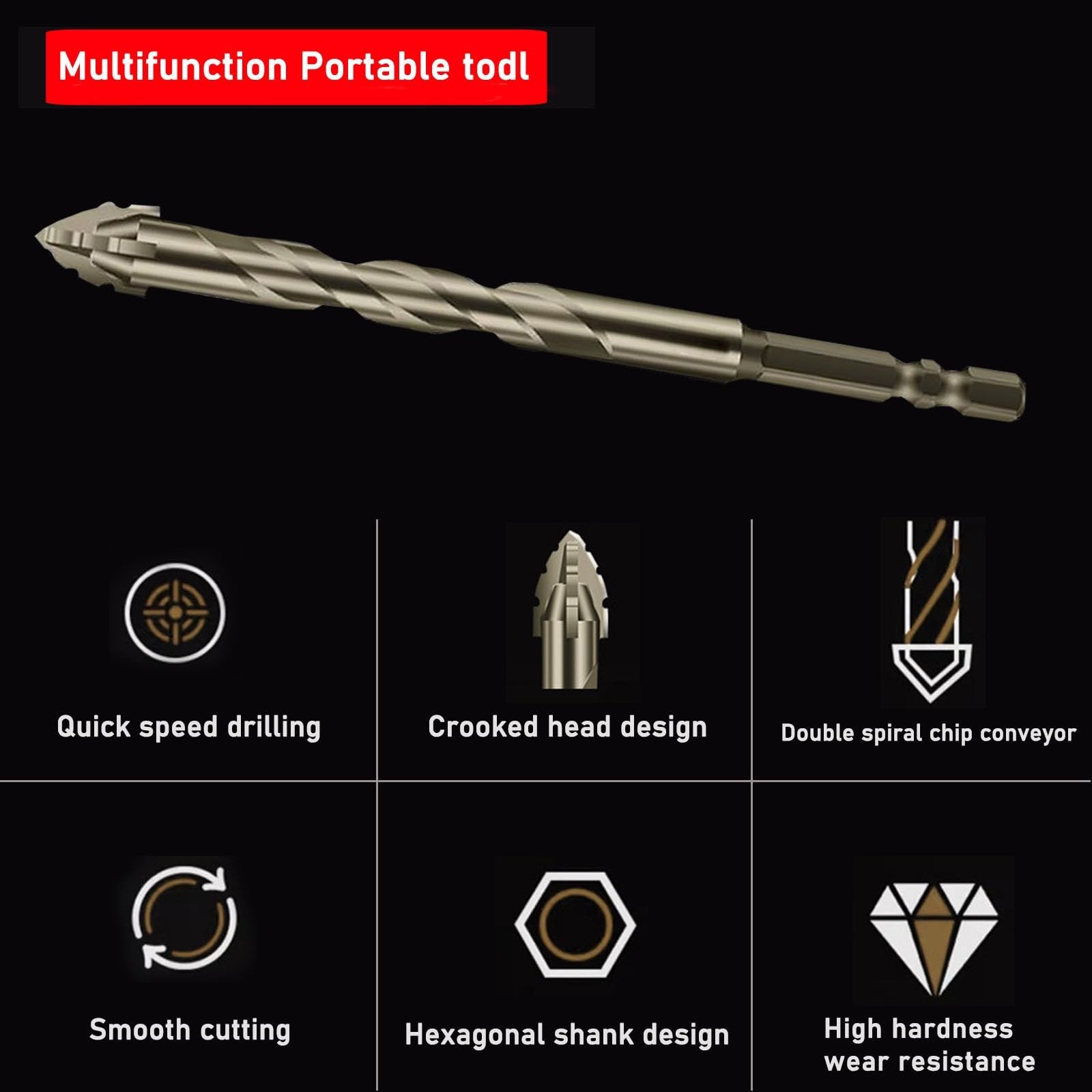 6PCS High-Strength Eccentric Twist Drill Bit Set – Four-Flute Sawtooth, Four-…