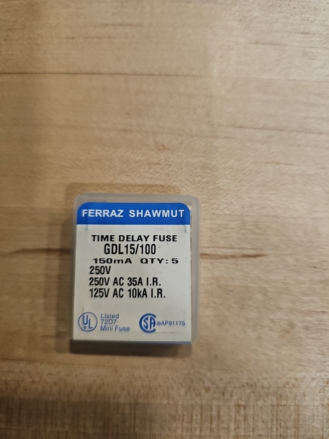 Mersen GDL15/100 0.15A 250VAC Time Delay Miniature Fuse