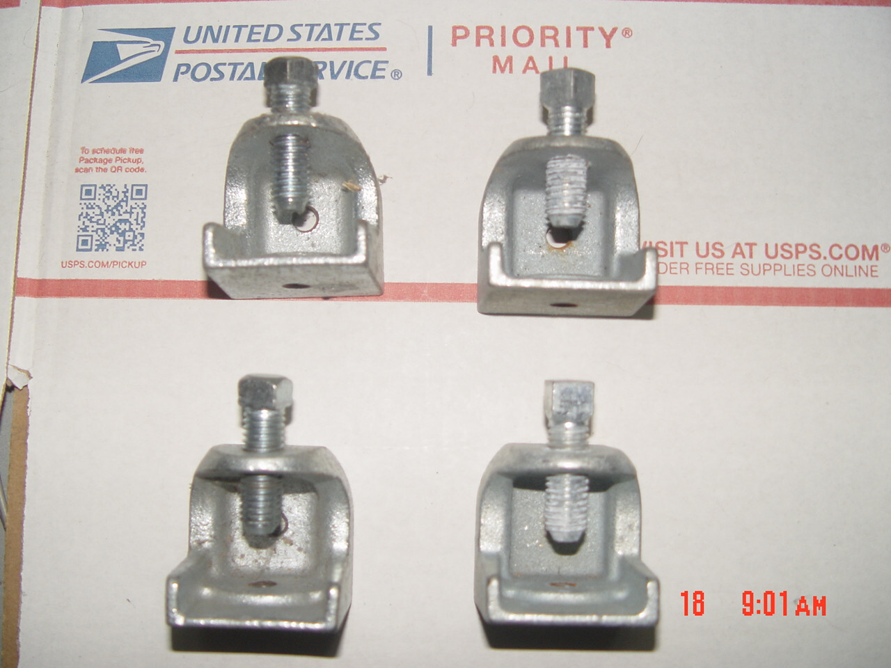 4 NOS STEEL CITY SC-215/502 TYPE J BEAM CLAMP 3/8″-16 Holes 1/2″-13 drive bolt