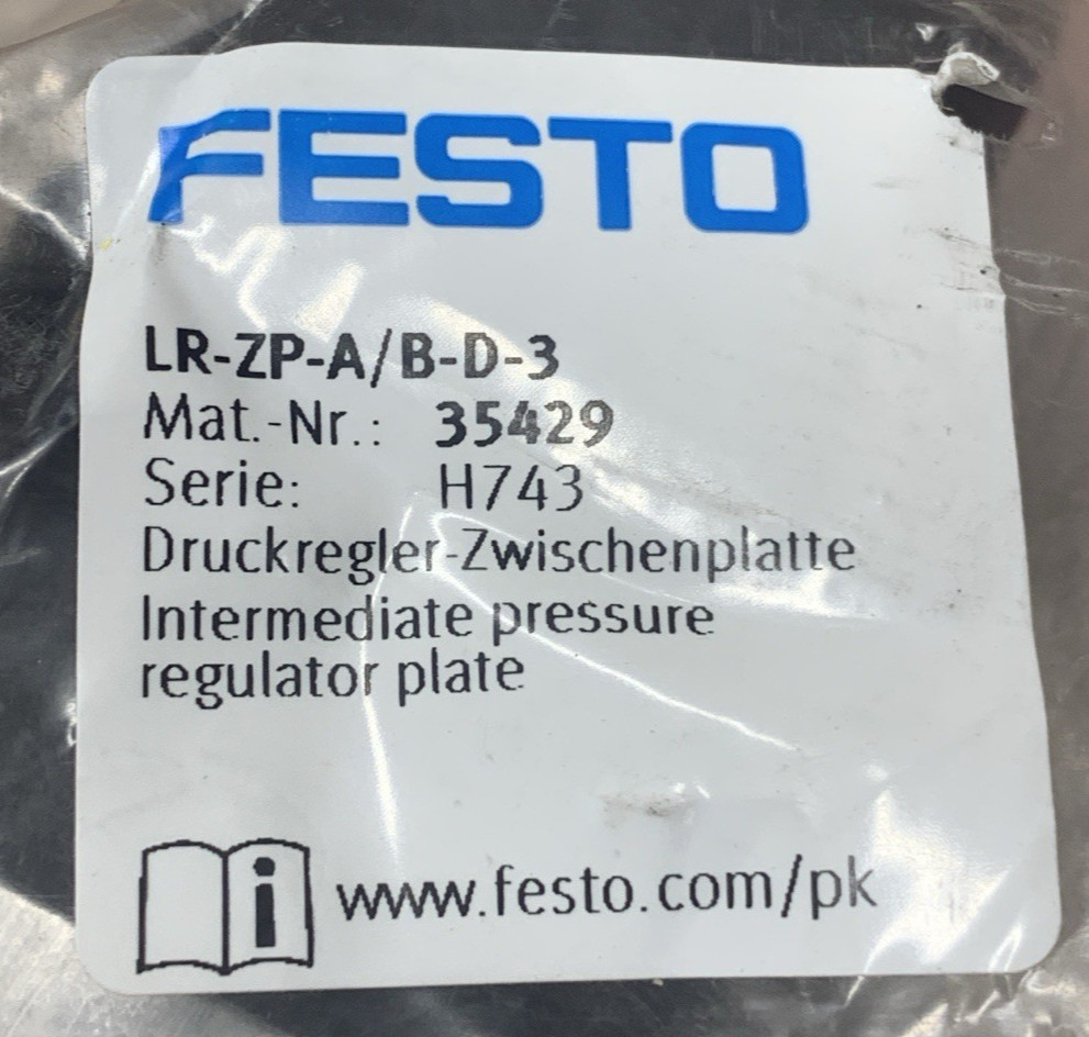 FESTO LR-ZP-A/B-D-3 INTERMEDIATE PRESSURE REGULATOR PLATE **NEW**