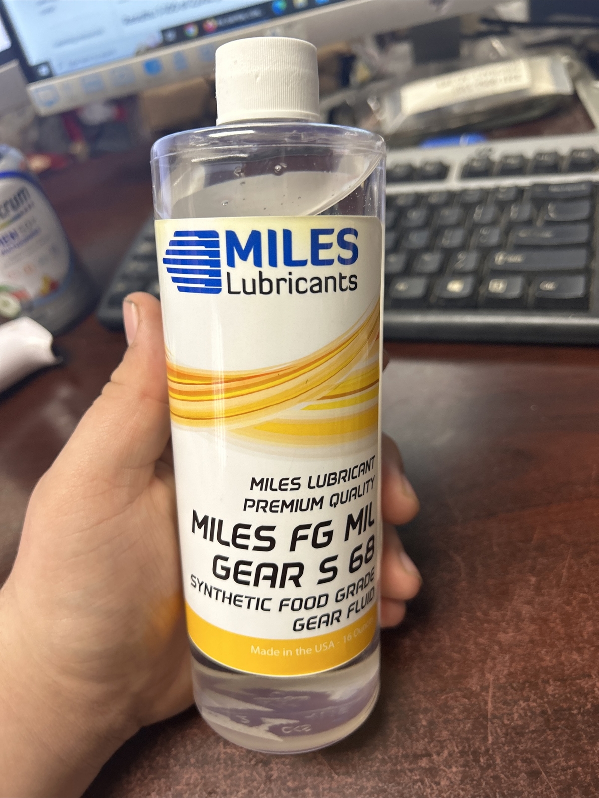 #49CR71 MILES LUBRICANTS Gear Oil 16 oz. MSF1432007 H1 Food Grade, 68, Yellow