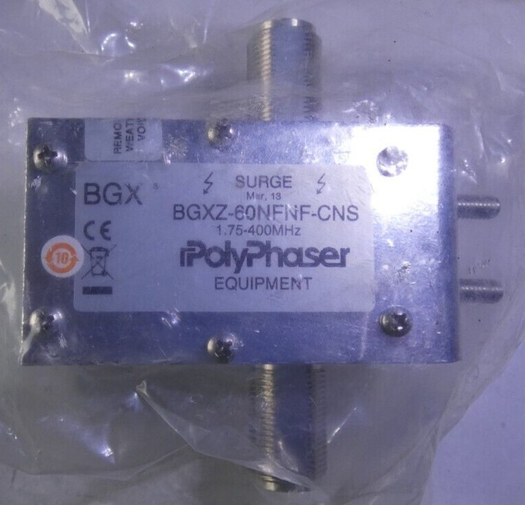 New old stock PolyPhaser BGXZ-60NFNF-CNS Lightning / Surge Protector 1.75-400MHz