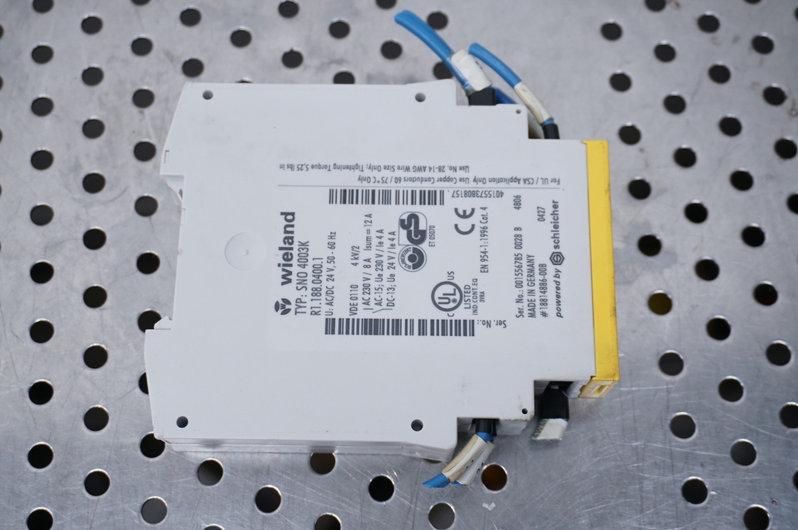 (Qty 2) Wieland Schleicher SNO 4003K safety relay R1.188.0400.1