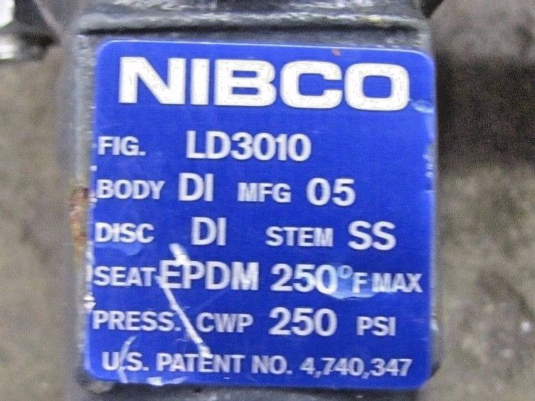 NIBCO LD3010 DI STAINLESS SS STEM EPDM 250°F 250 PSI 4″ 8 BOLT BUTTERFLY VALVE