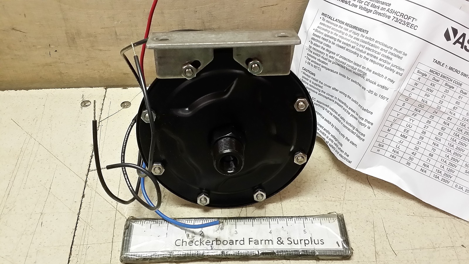 NOS Ashcroft Pressure Switch B464V XBPFMFS06 XFMFS06 150″ H2O 20 PSI 480 V-AC