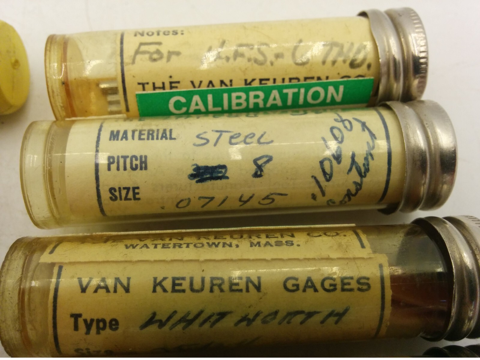 VAN KEUREN ASSORTMENT THREAD MEASURING WIRES, (LOT OF 10)
