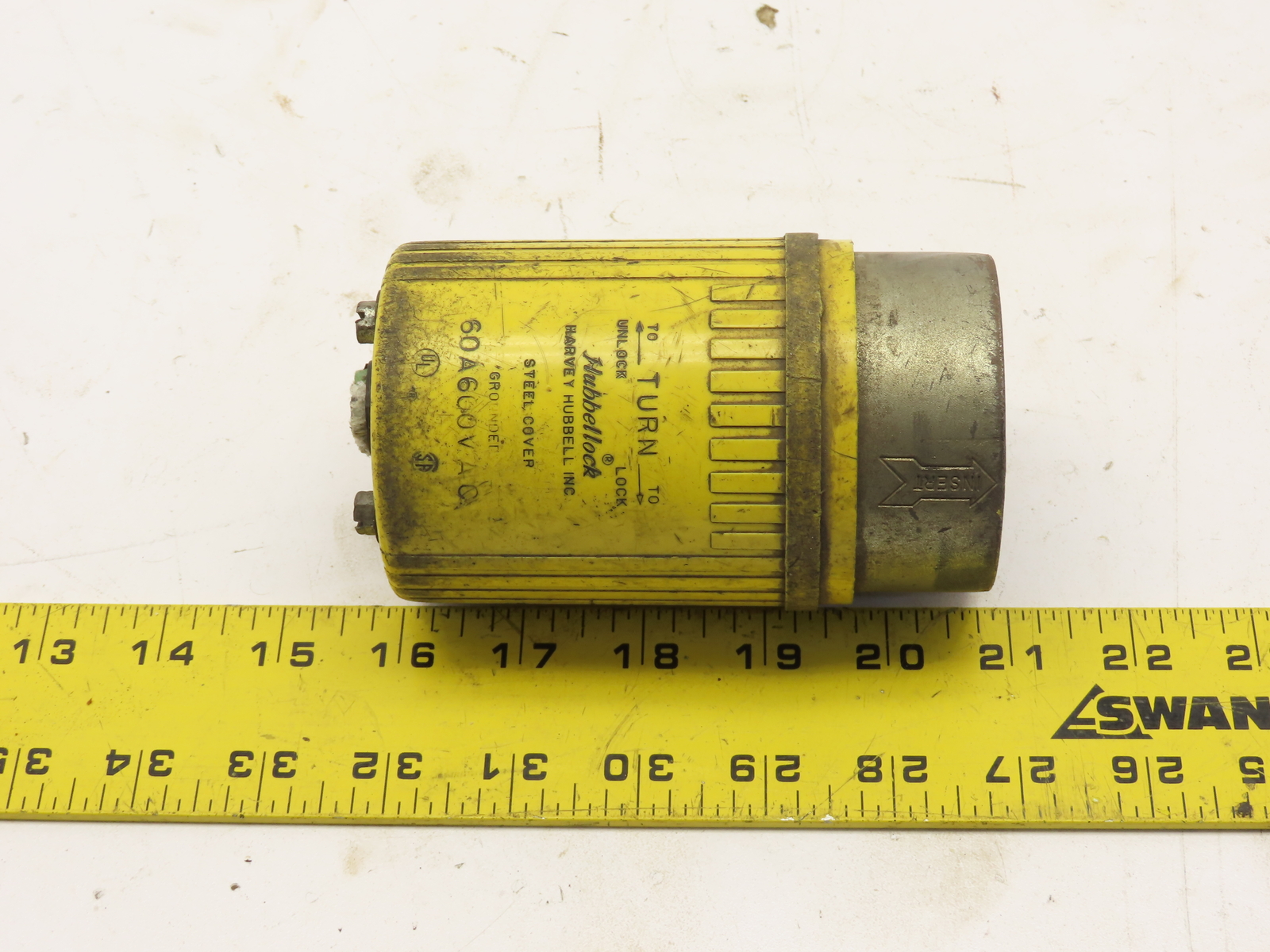 HUBBELL HUBBELLOCK Male Case PLUG 60A 600V 60 AMP steel cover Yellow