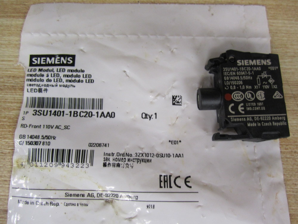 Siemens 3SU1401-1BC20-1AA0 Block 3SU14011BC201AA0