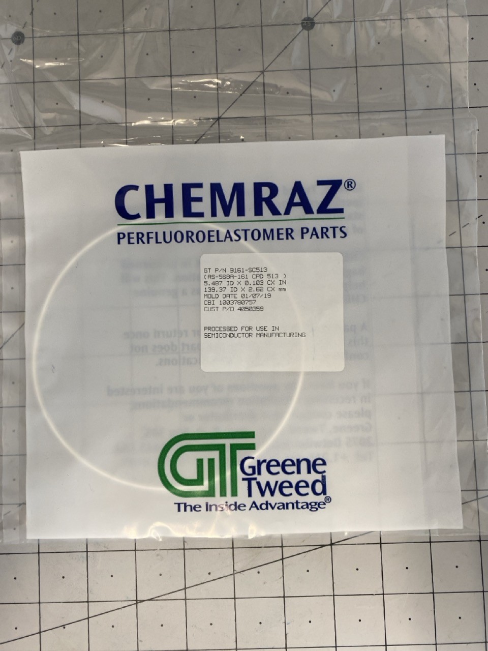Chemraz O-Ring AS-568A-161 CPD 513 PN: 9161-SC513