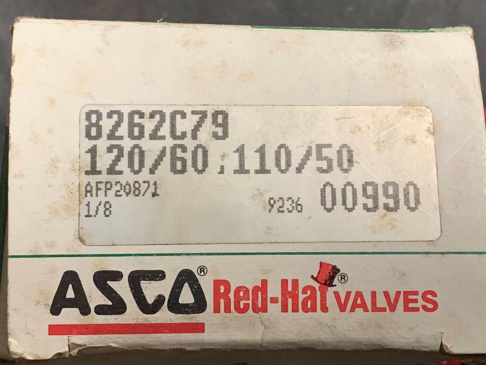 ASCO Red-Hat Valve 120V-60Hz 110V-50Hz 1/8″ Pipe P/N 8262C79