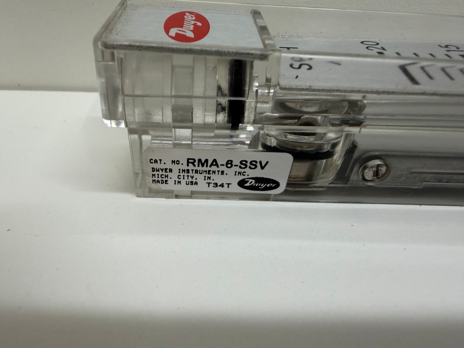 GOOD USED! DWYER 100PSI 2-20SCFH AIR FLOWMETER RMA-6-SSV