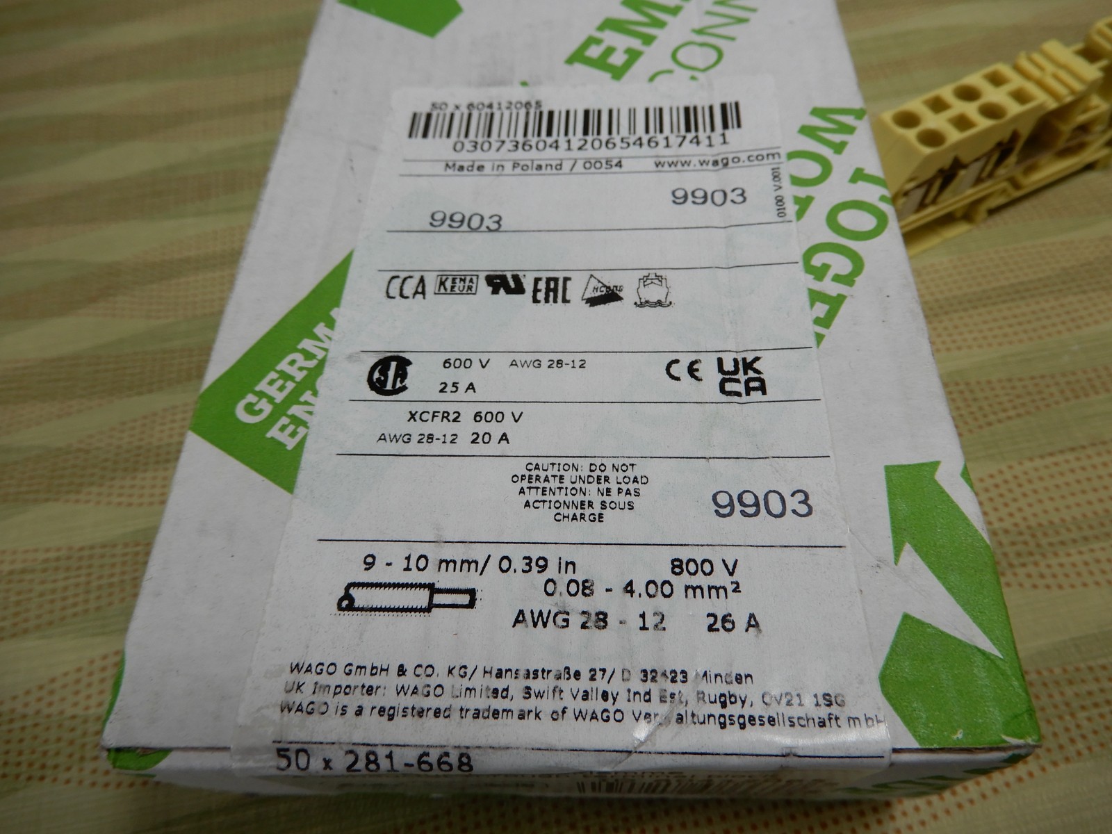 Wago XCFR2 600V Terminal Blocks 281-668 Qty 48 NOS BX