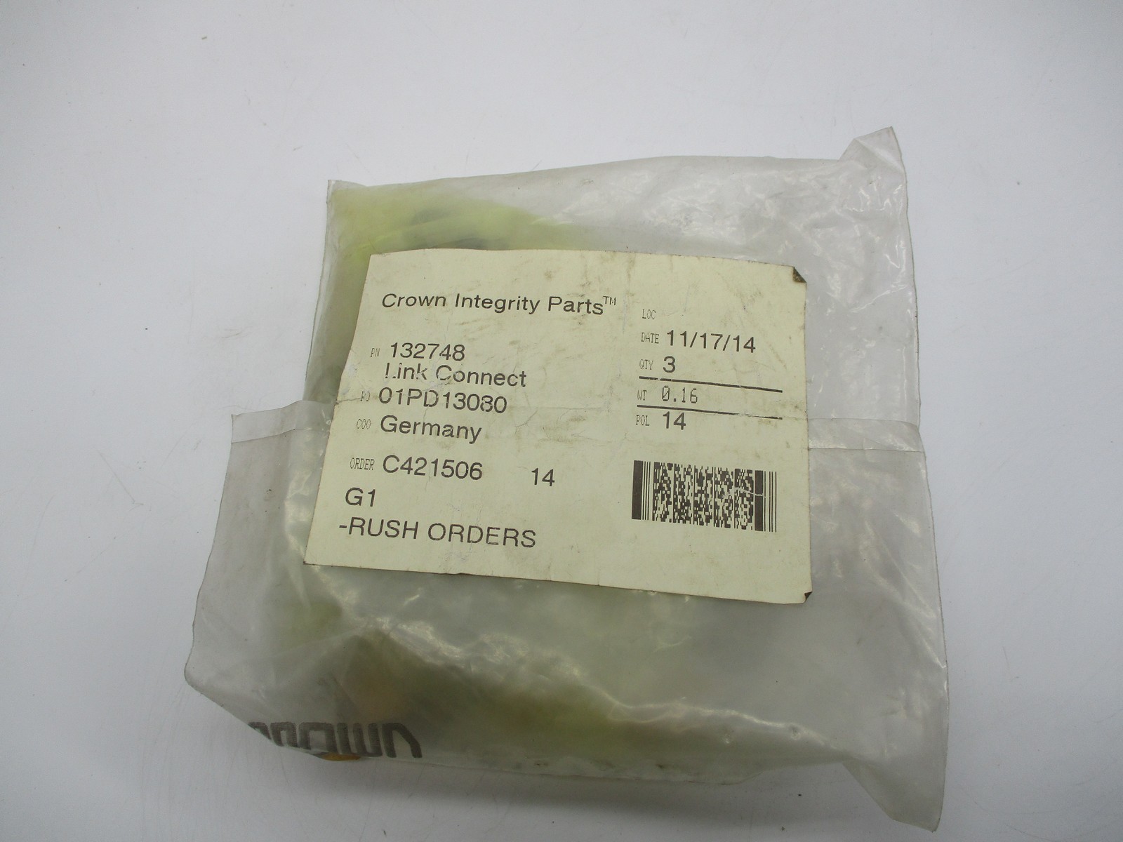 CROWN INTEGRITY PARTS 132748 LINK CONNECT PKG OF 3 NSMP
