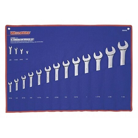 Westward 3Xu44 Combo Wrench Set,Polish,1/4-1-1/4In,17Pc