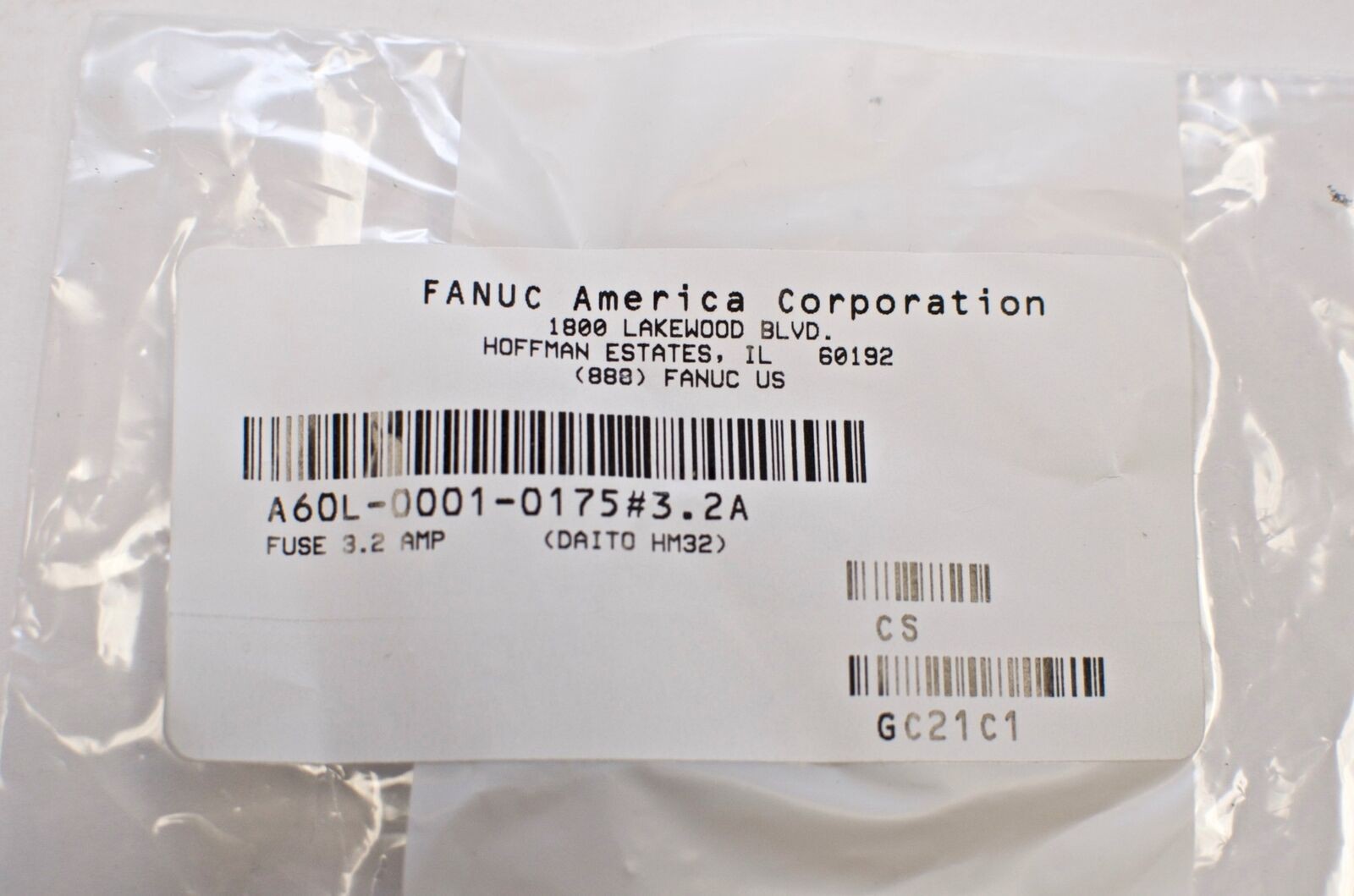 Fanuc A60L-0001-0175#3.2A Plug-In Fuse 3.2 amp, 250VAC (Daito HM32) Pack of 5
