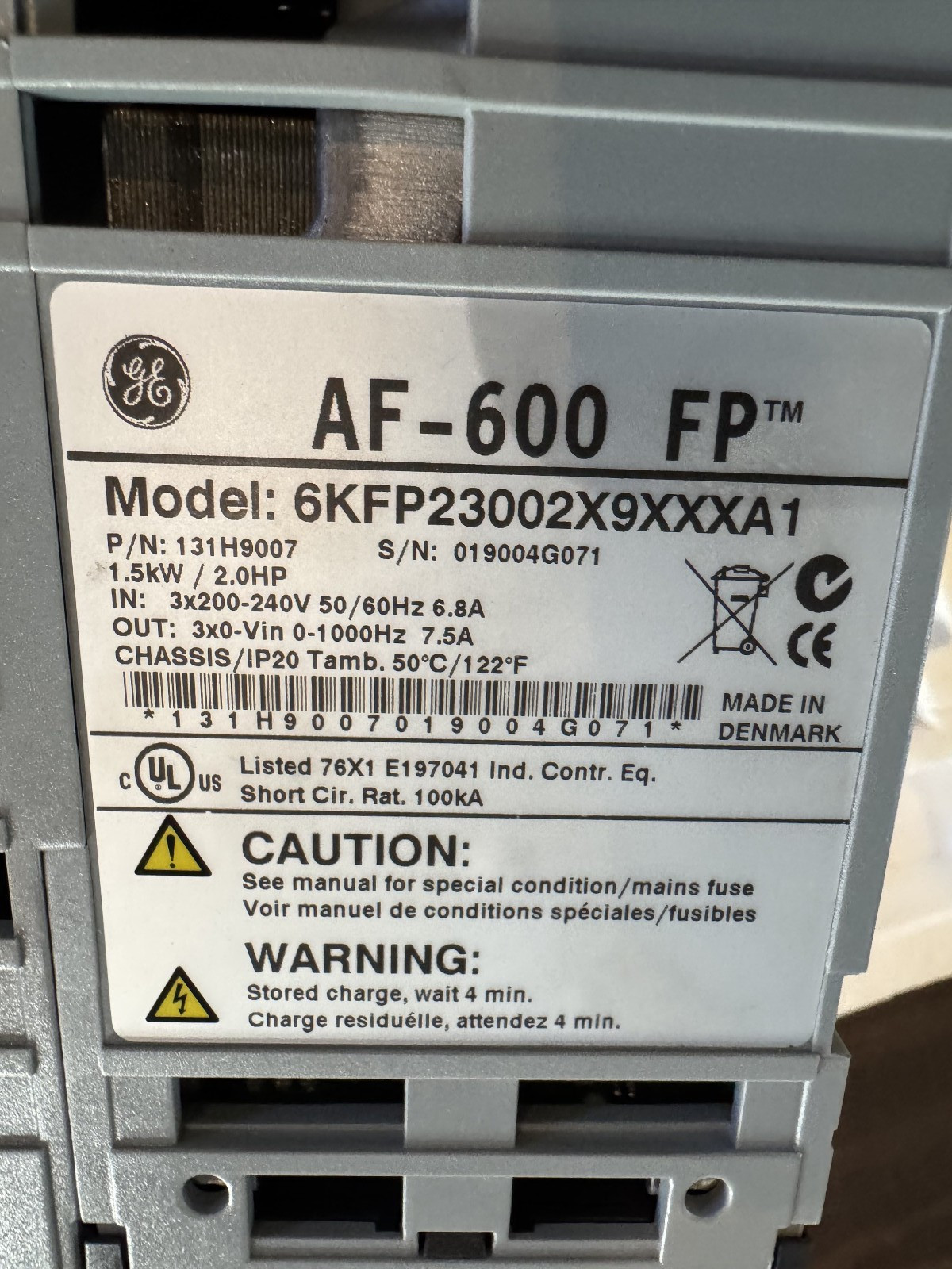 New Genuine GE AF-600 FP Drive 6KFP23002X9XXXA1 2 HP 1.5KW Denmark NextDay Air
