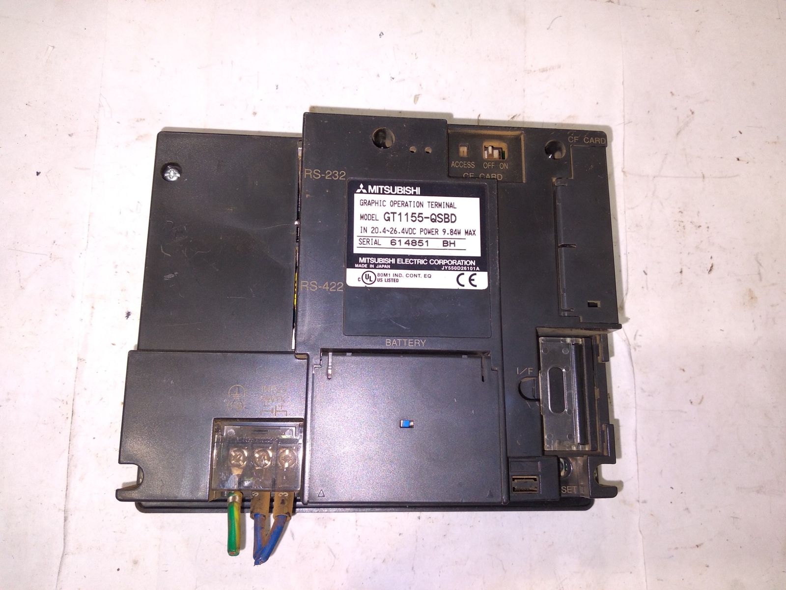 MITSUBISHI GRAPHIC OPERATIN TERMINAL GT1155-QSBD 20.4-26.4VDC 9.84W