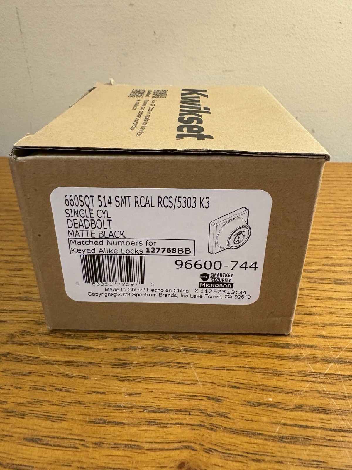 KWIKSET 96600-744 MATTE BLACK CONTEMPORARY DEADBOLT LOCK – NEW – FREE SHIPPING