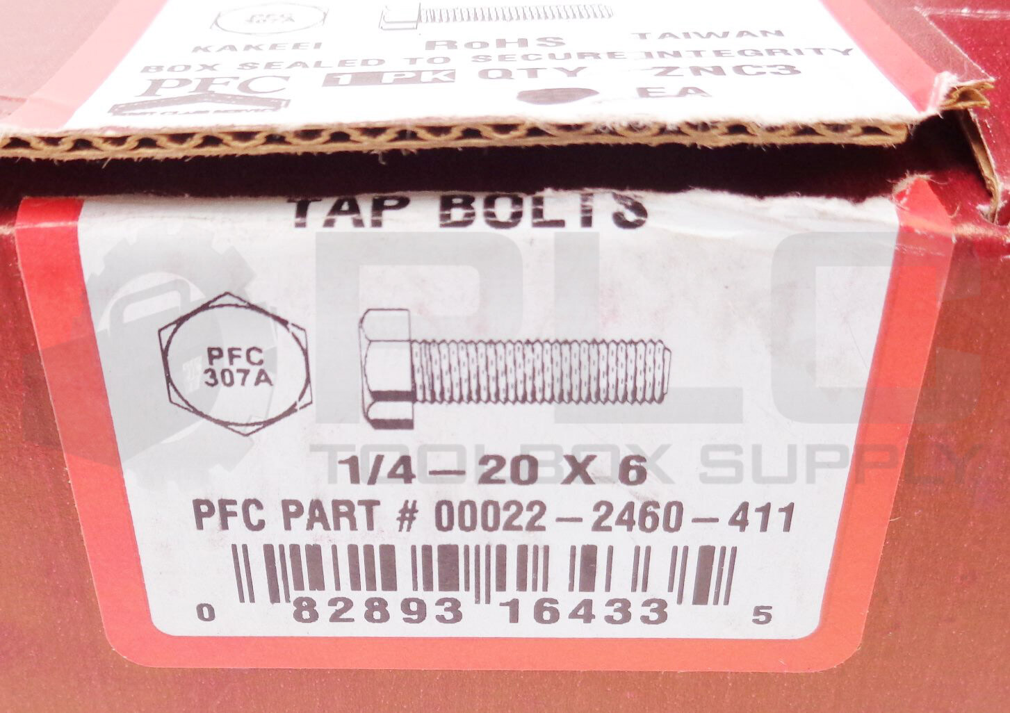 BOX OF 19 NEW PFC 00022-2460-411 1/4-20 X 6 TAP BOLTS