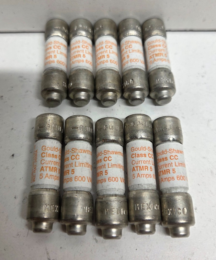 LOT OF 10 NEW NO BOX! GOULD-SHAWMUT 5A 600V CC CLASS FUSES ATMR5