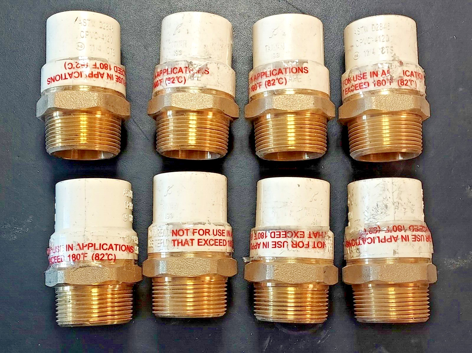 Transition Fitting Brass 1-1/4″ ASTM D2846 CPVC-4120 (NEW 8 FITTINGS)