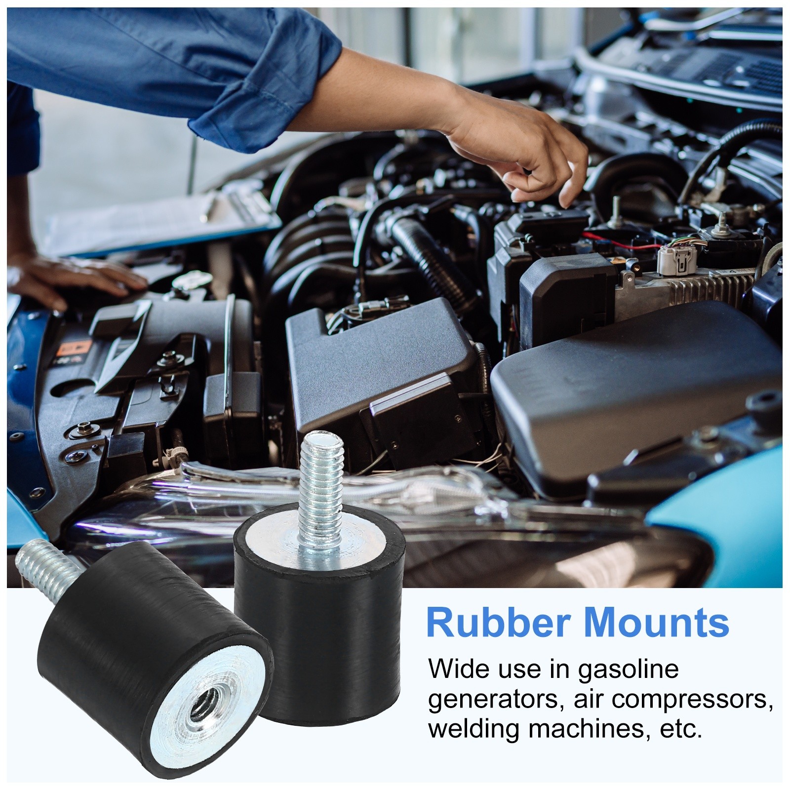 4Pcs M4x10mm Rubber Mounts 14x15mm Rubber Shock Absorber Mount with Nuts