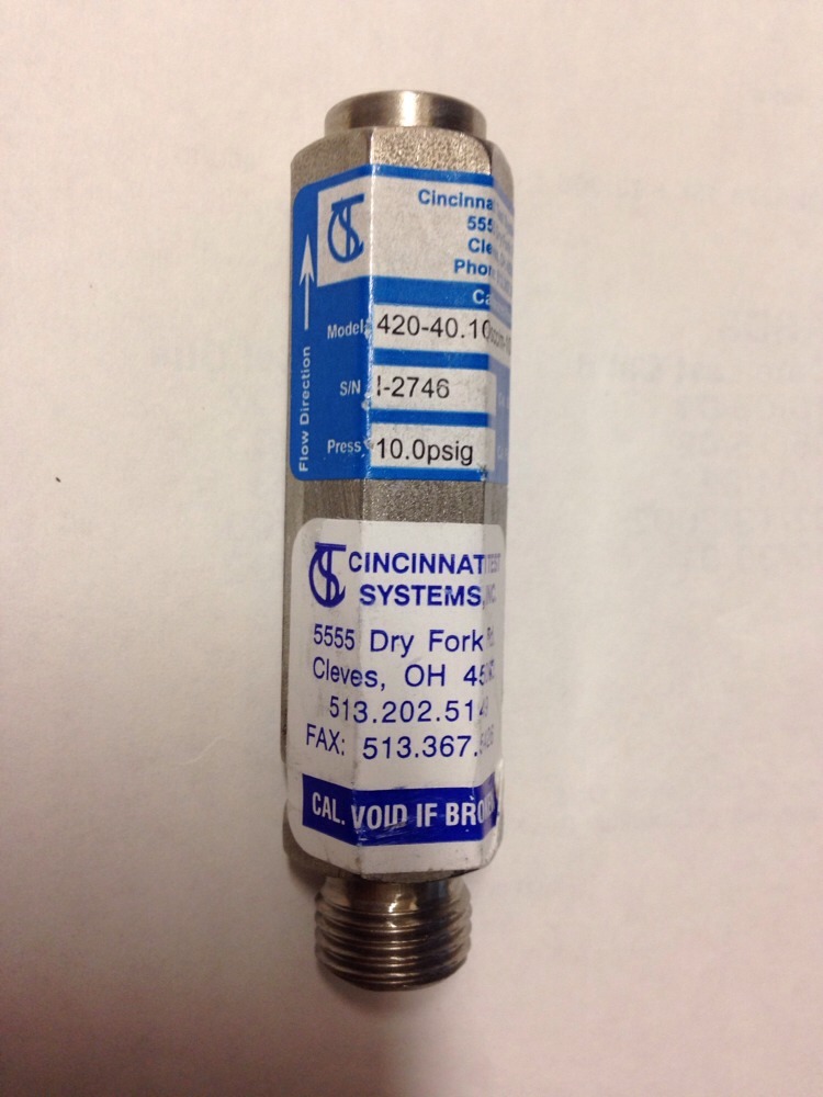 Cincinnati Test Systems 420-40.10scc/m-10.0psig-21, EX0I2746 SHIPSAMEDY #1645Q4