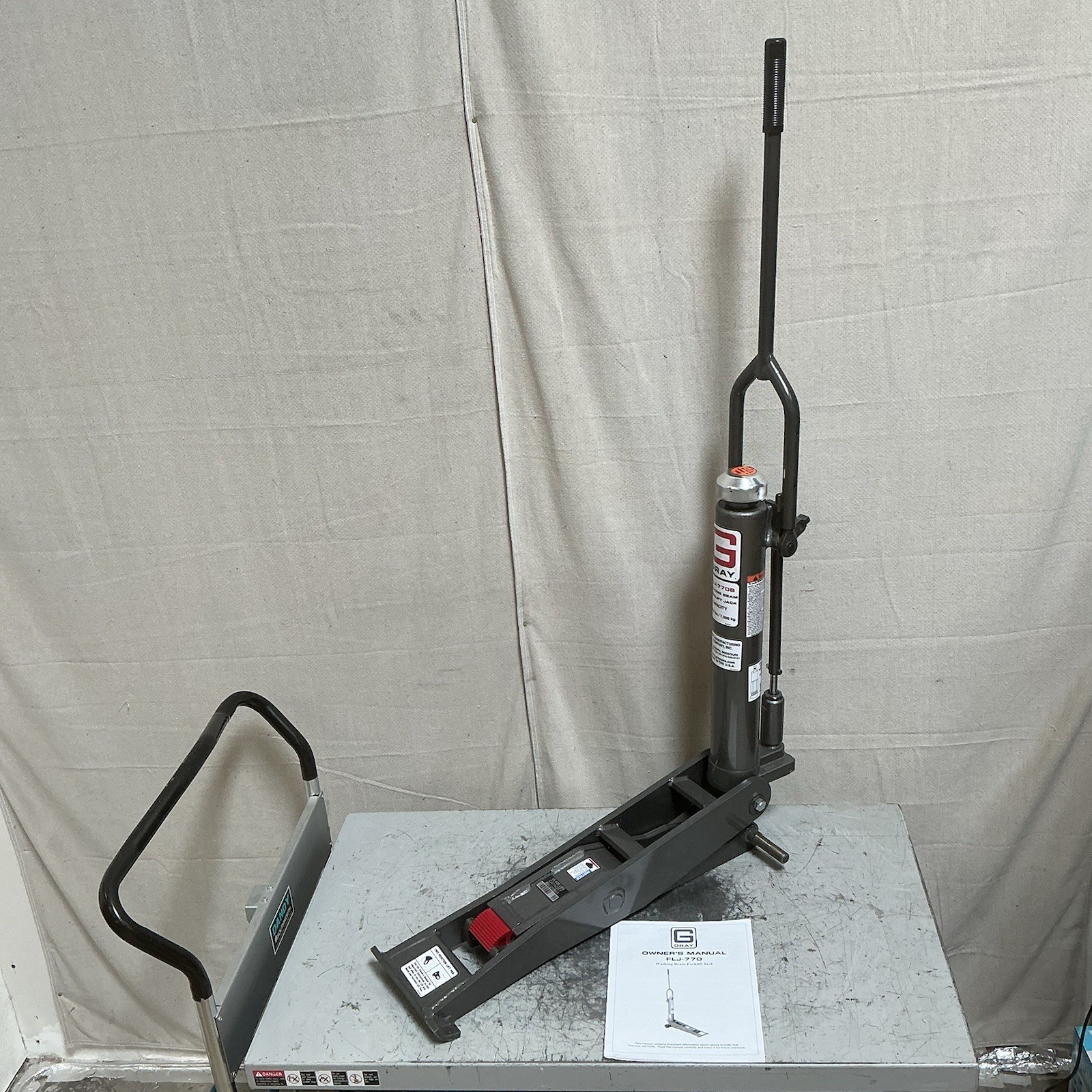 Gray FLJ-770B 7.72 Ton Load Capacity 16 In Max Lift Steel Forklift Jack (D)