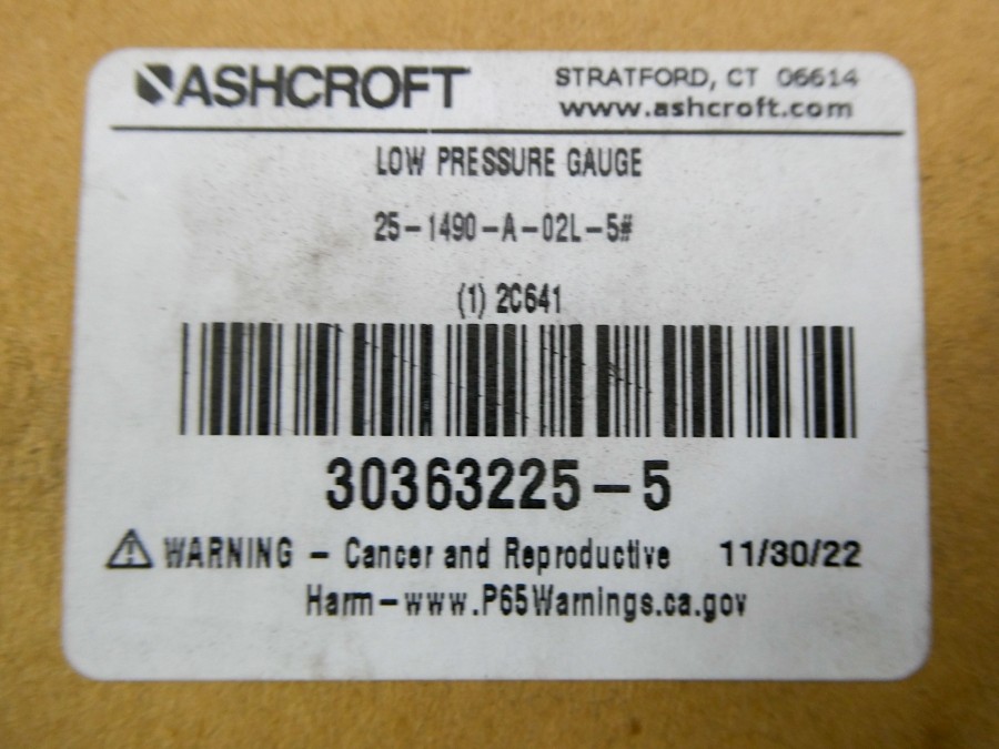 ASHCROFT 25-1490-A-02L-5# 2C641 5PSI NSMP