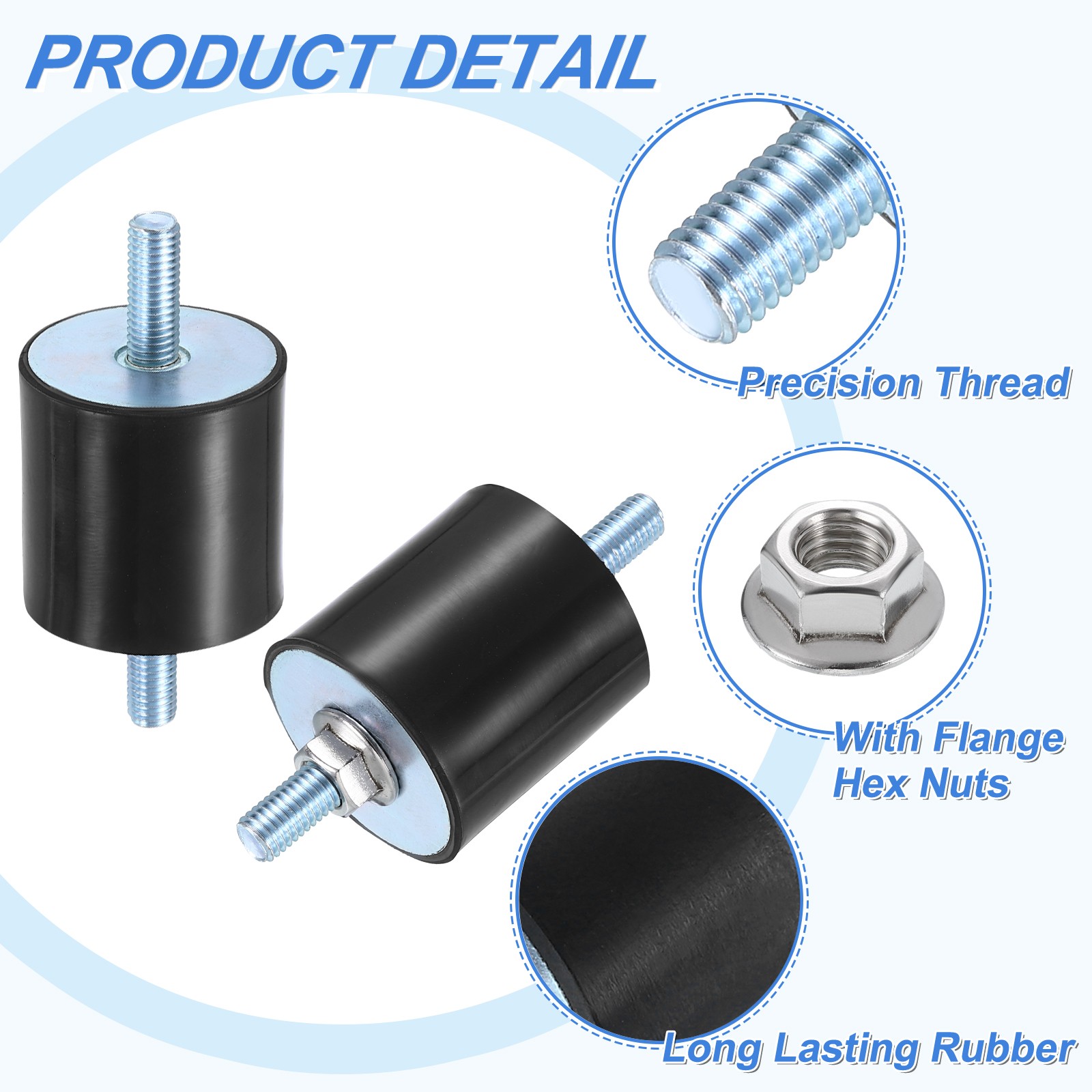 2Pcs M10 x 27mm Rubber Mounts 50 x 50mm Rubber Vibration Isolator with Nuts