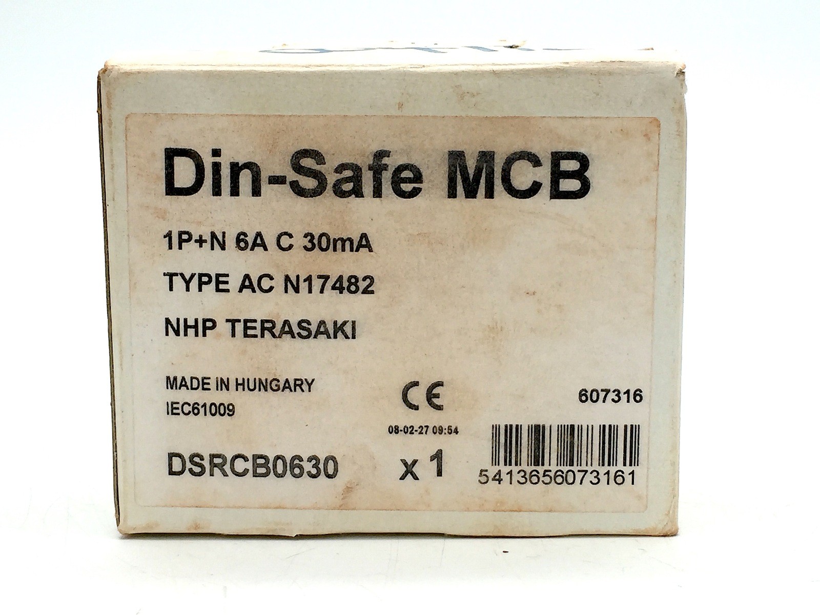 NHP TERASAKI DIN-SAFE MCB Circuit Breaker C6 1P+N C Curve 6A 10kA 30mA DSRCB0630