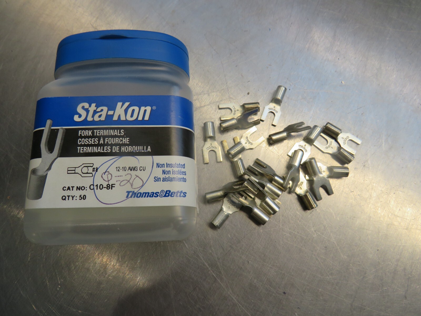 Thomas & Betts Sta-Kon C10-8F Fork Terminals (Pk. of 20)