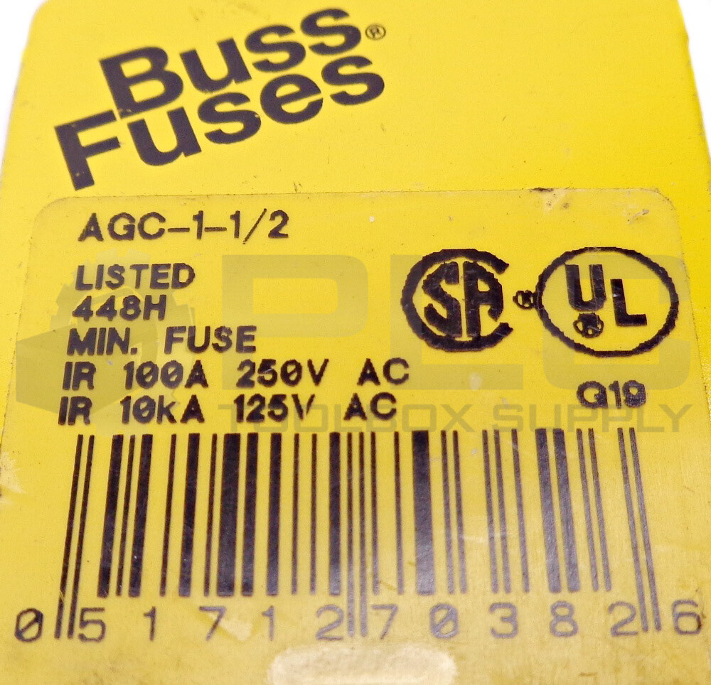 LOT OF 39 NEW BUSSMANN AGC-1-1/2 FUSES 100A 250V AC AGC 1 1/2
