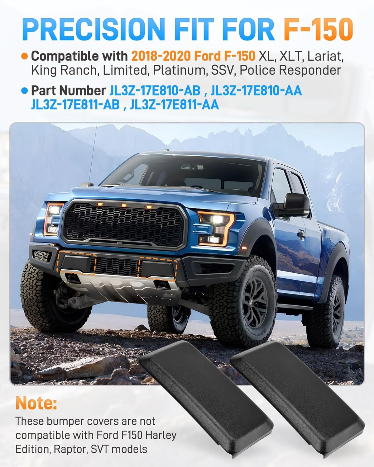 F150 Front Bumper Guard Pad Cover Compatible 2018 2019 2020 Ford F150 Front