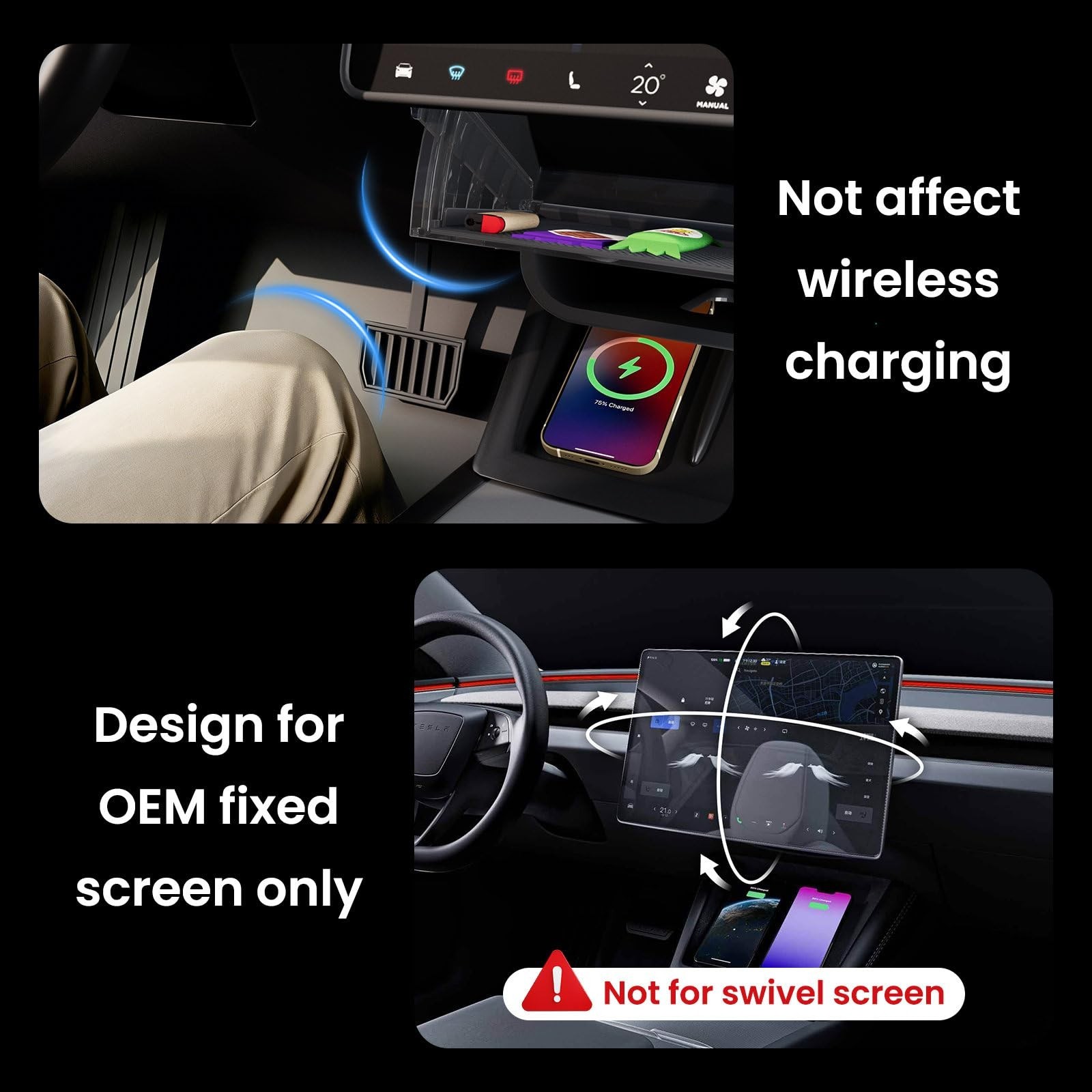 for Tesla Model Y Juniper Under Screen Storage Organizer 2025-2026/Model 3 Hi…