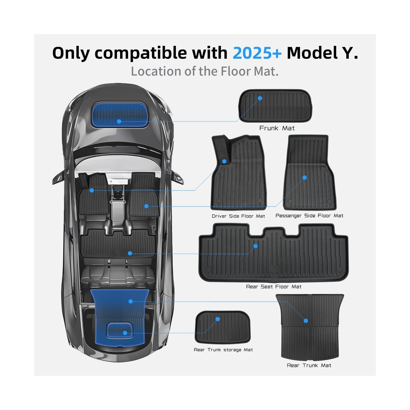 6 Pcs for Tesla Model Y Juniper Accessories 2025 2026 All Weather TPE Anti-Sl…