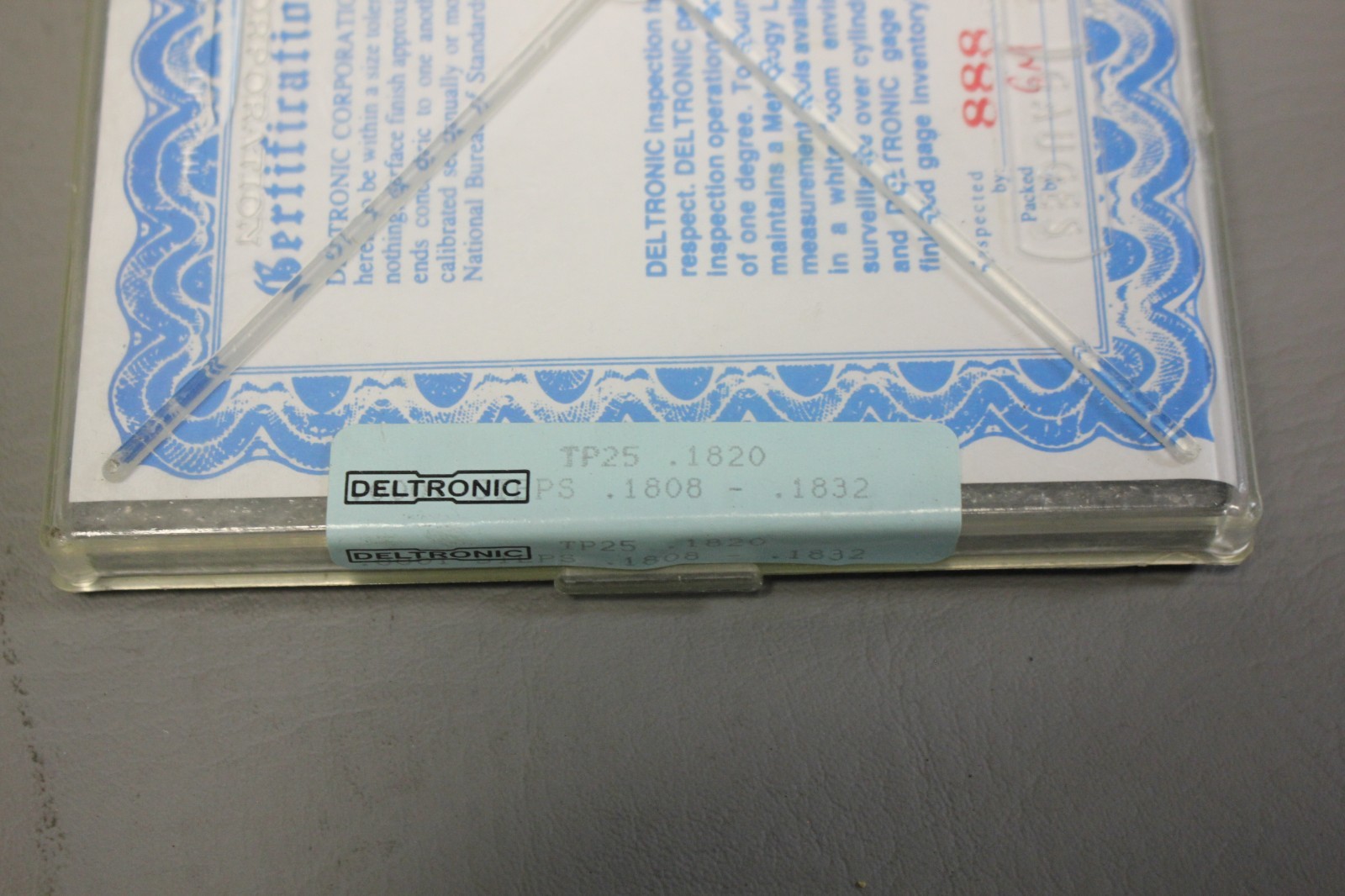 NEW OLD STOCK DELTRONIC PIN GAGE SET TP25 .1820 .1808-.1832