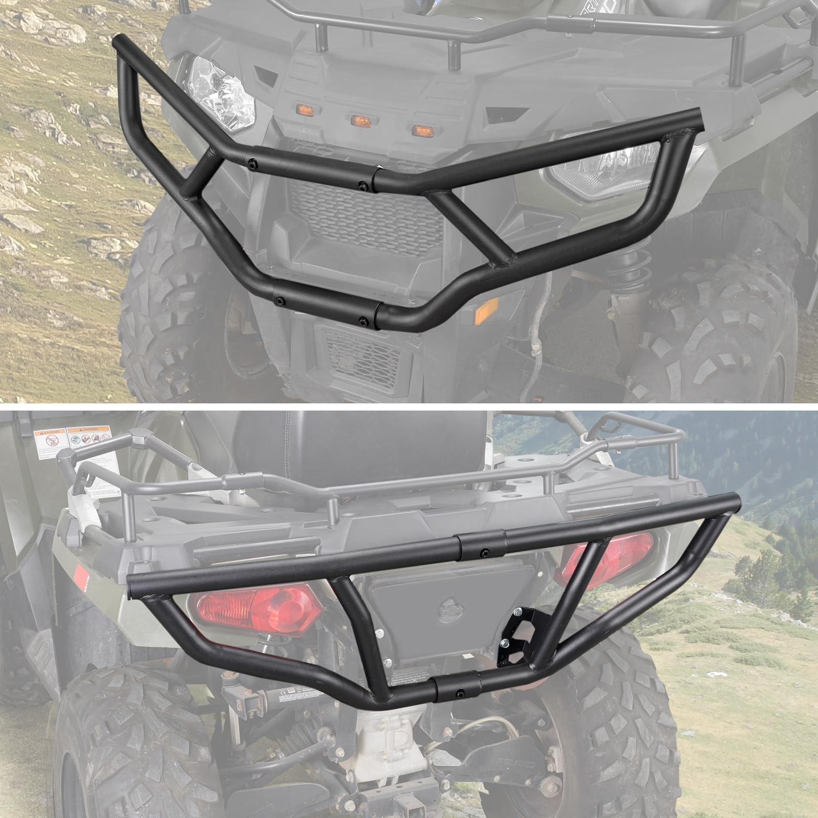 A & UTV PRO Full Set Brush Guard Front & Rear Bumper for 2014-2020 Polaris Sp…