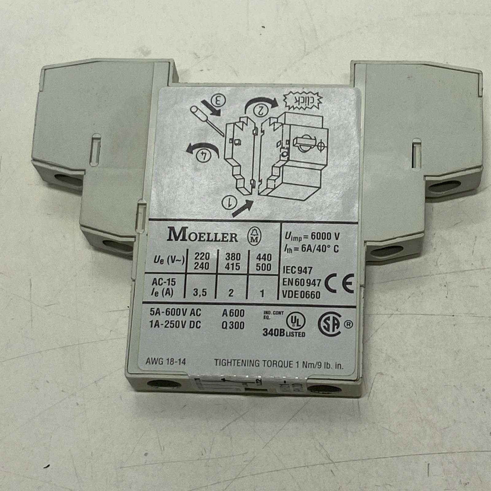 Moeller Klockner NHI 21 PKZ0 Eaton Auxiliary Contact