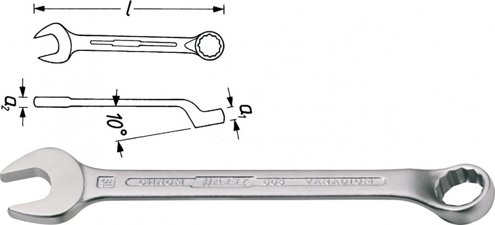 Hazet Ring Open End Wrench – External Double Hex Profile – 18 603-18