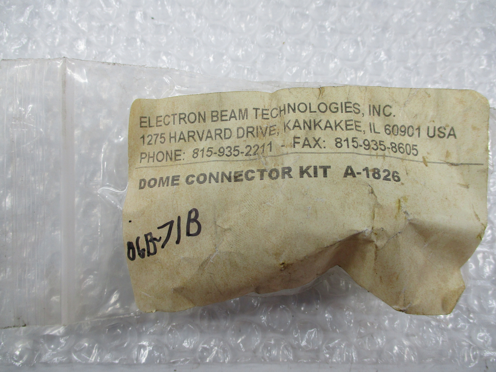 ELECTRON BEAM TECHNOLOGIES A-1826 DOME CONNETOR KIT NSNP
