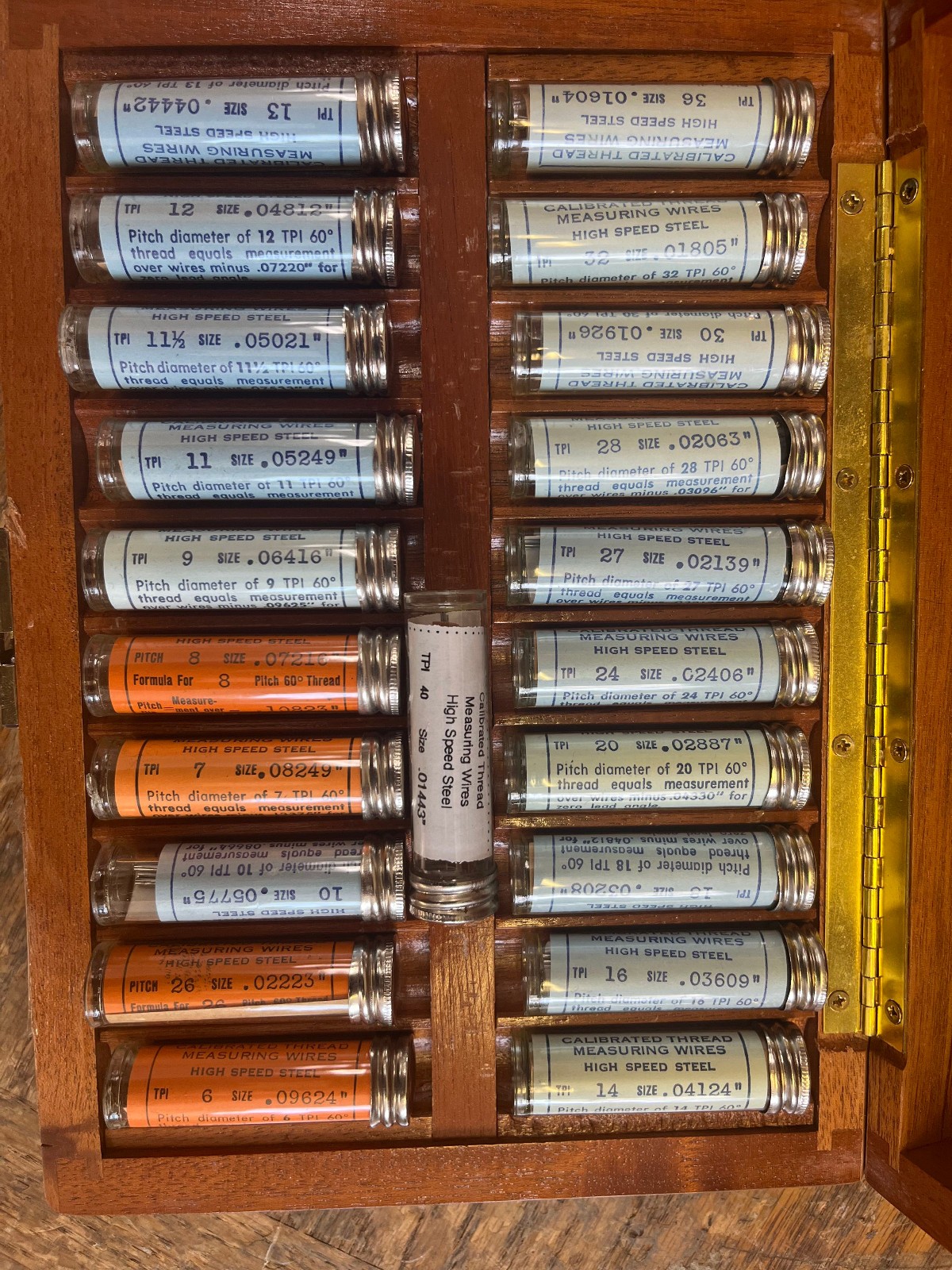 5cc Van Keuren 21 Set Gear Measuring Wires Set Wooden Case