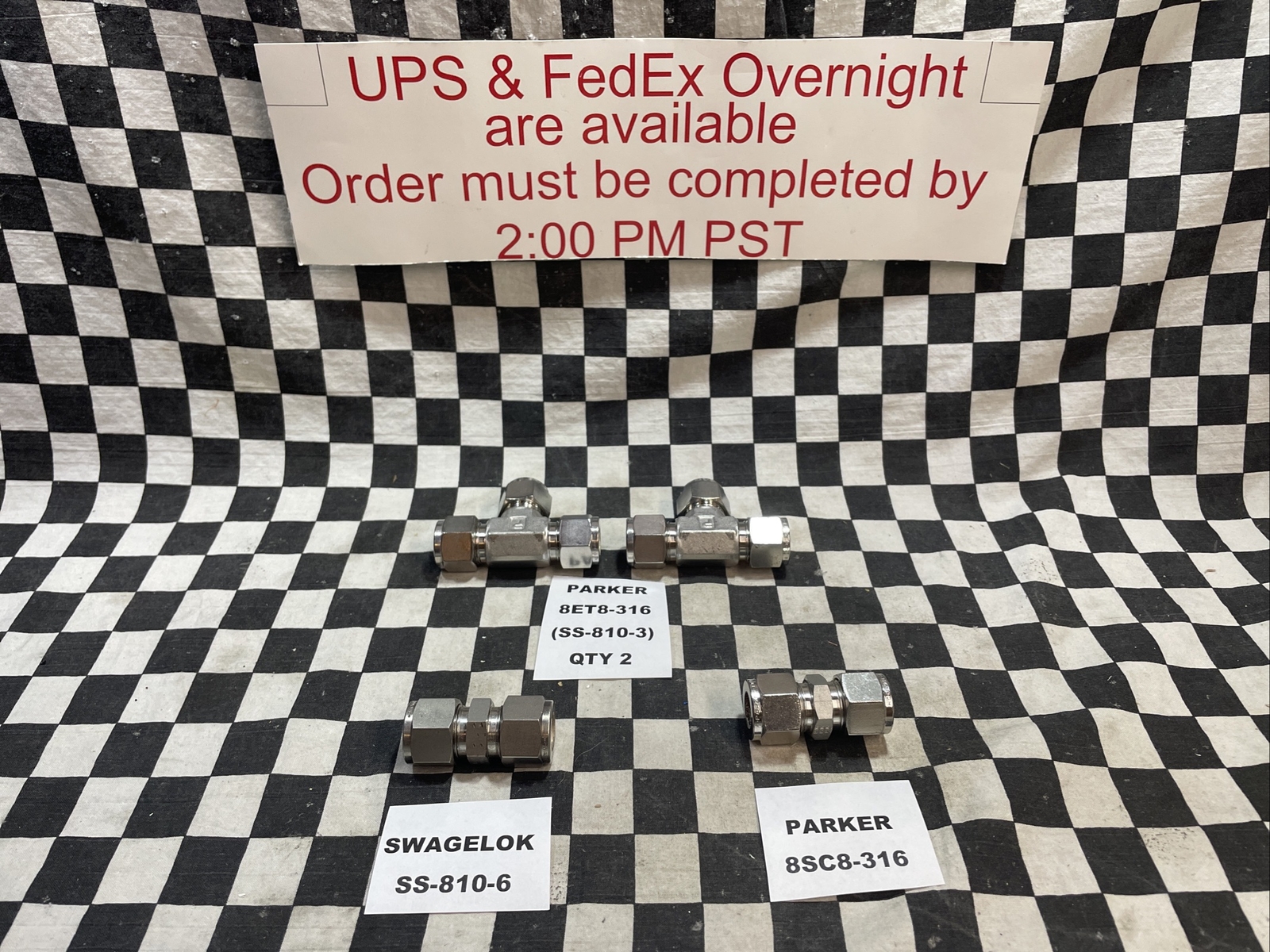 PARKER TEE UNION 1/2″, 8ET8-316, 8SC8-316, SS-810-6, LOT OF 4 SHIPSAMEDAY#1218P1