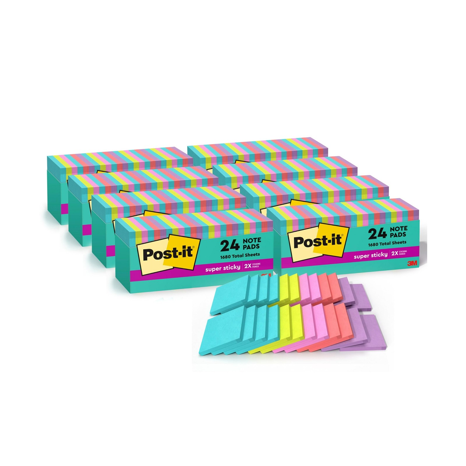 Post-it Super Sticky Notes, Pack of 8 Cabinet Packs, 192 Sticky Note Pads Tot…