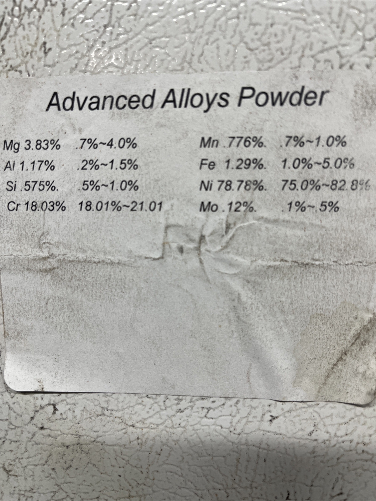 metal powder, NiChrome Super Alloy, Similar To Inconel 625, Nickel/chromium HVS