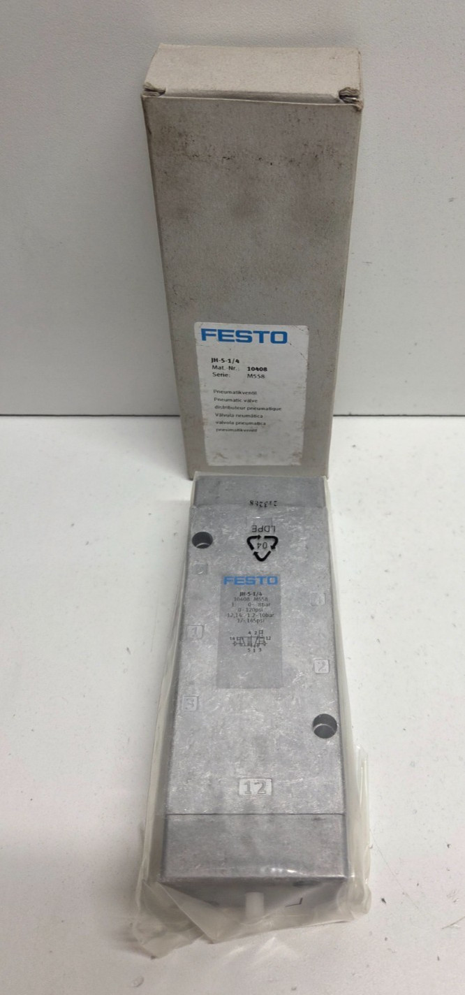 NEW IN BOX! FESTO 1/4″ PORTS PNEUMATIC VALVE 10408 JH-5-1/4